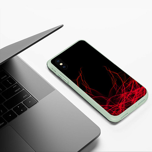 Чехол iPhone XS Max матовый Fiber / 3D-Салатовый – фото 3