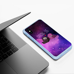 Чехол iPhone XS Max матовый Among Us Love Z, цвет: 3D-голубой — фото 2