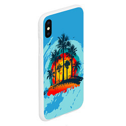 Чехол iPhone XS Max матовый Море Пальмы Песок, цвет: 3D-белый — фото 2