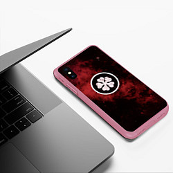 Чехол iPhone XS Max матовый Черный клевер, цвет: 3D-малиновый — фото 2