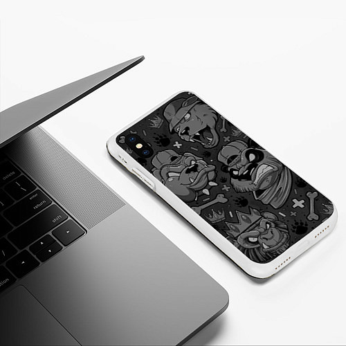 Чехол iPhone XS Max матовый CRAZY ANIMALS / 3D-Белый – фото 3
