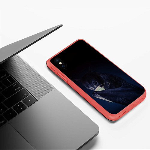 Чехол iPhone XS Max матовый Летучая мышь в маске / 3D-Красный – фото 3