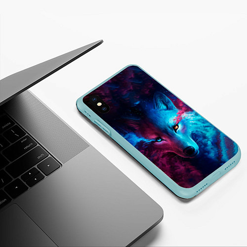 Чехол iPhone XS Max матовый ЗВЕЗДНЫЙ ВОЛК / 3D-Мятный – фото 3
