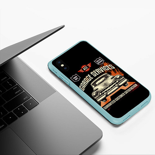 Чехол iPhone XS Max матовый Гаражный сервис / 3D-Мятный – фото 3