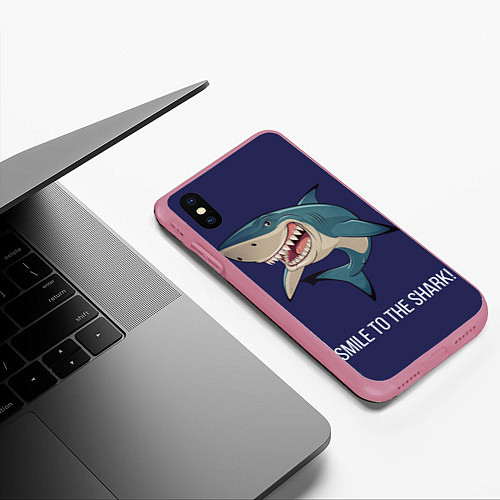 Чехол iPhone XS Max матовый Улыбнись акуле / 3D-Малиновый – фото 3