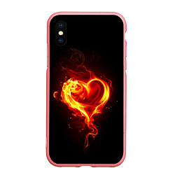 Чехол iPhone XS Max матовый Пламенное сердце, цвет: 3D-баблгам