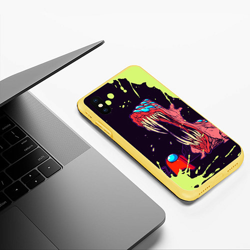 Чехол iPhone XS Max матовый AMONG US - MONSTER / 3D-Желтый – фото 3