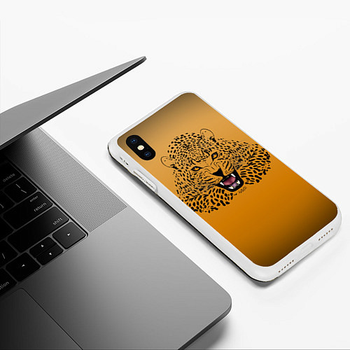 Чехол iPhone XS Max матовый Леопард / 3D-Белый – фото 3