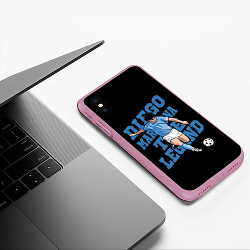 Чехол iPhone XS Max матовый Diego Maradona / 3D-Розовый – фото 3