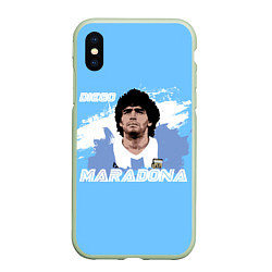 Чехол iPhone XS Max матовый Диего Марадона, цвет: 3D-салатовый