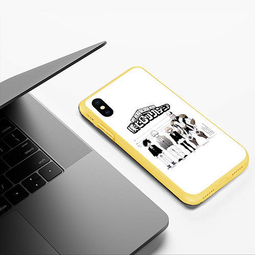 Чехол iPhone XS Max матовый Моя геройская академия / 3D-Желтый – фото 3