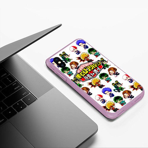 Чехол iPhone XS Max матовый Моя геройская академия / 3D-Сиреневый – фото 3