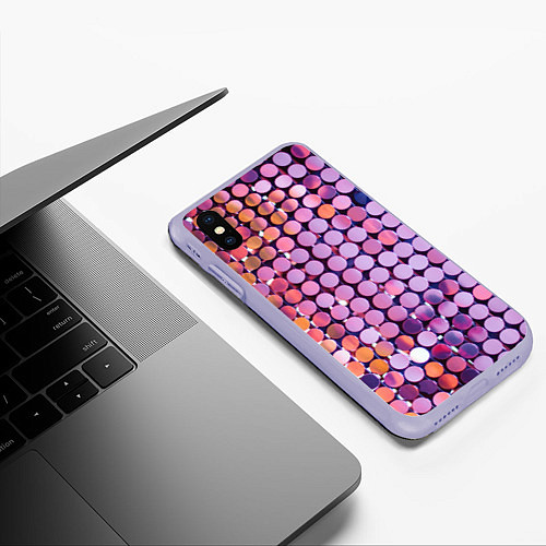 Чехол iPhone XS Max матовый Вечеринка точки глянцевый узор / 3D-Светло-сиреневый – фото 3