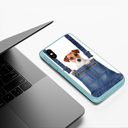 Чехол iPhone XS Max матовый ЩЕНОК В КАРМАШКЕ, цвет: 3D-мятный — фото 2
