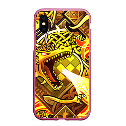 Чехол iPhone XS Max матовый CS GO DRAGON LORE, цвет: 3D-малиновый