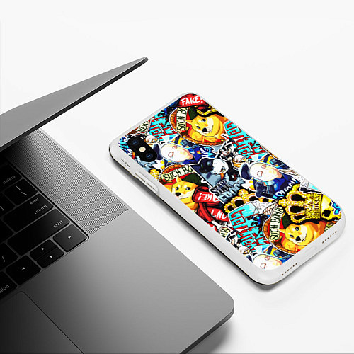 Чехол iPhone XS Max матовый CS GO STICKERBOMBING / 3D-Белый – фото 3