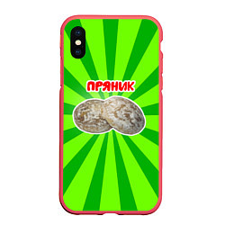 Чехол iPhone XS Max матовый Пряник, цвет: 3D-красный