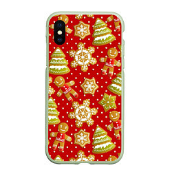 Чехол iPhone XS Max матовый С Новым Годом!, цвет: 3D-салатовый