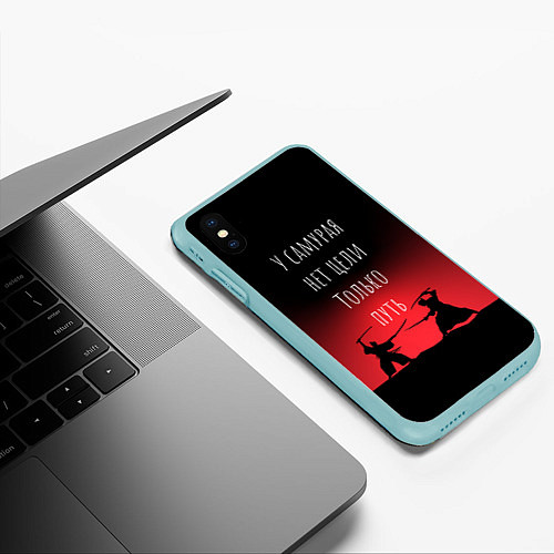 Чехол iPhone XS Max матовый Путь самурая / 3D-Мятный – фото 3
