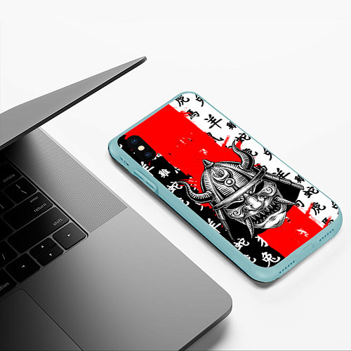 Чехол iPhone XS Max матовый САМУРАЙ / 3D-Мятный – фото 3