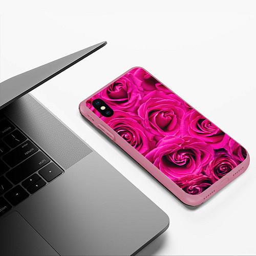Чехол iPhone XS Max матовый Розы / 3D-Малиновый – фото 3