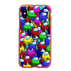 Чехол iPhone XS Max матовый AMONG US, цвет: 3D-красный
