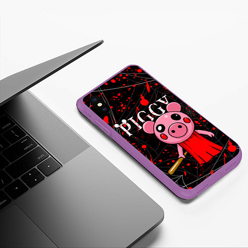 Чехол iPhone XS Max матовый ROBLOX PIGGY / 3D-Фиолетовый – фото 3