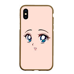 Чехол iPhone XS Max матовый Surprised anime face, цвет: 3D-коричневый