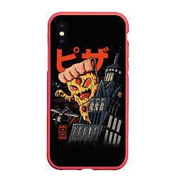 Чехол iPhone XS Max матовый Pizza Kong, цвет: 3D-красный