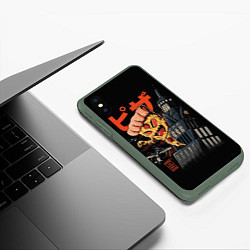 Чехол iPhone XS Max матовый Pizza Kong, цвет: 3D-темно-зеленый — фото 2
