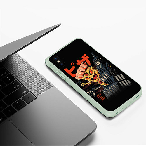 Чехол iPhone XS Max матовый Pizza Kong / 3D-Салатовый – фото 3