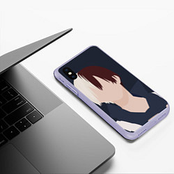 Чехол iPhone XS Max матовый Шото Тодороки силуэт, цвет: 3D-светло-сиреневый — фото 2