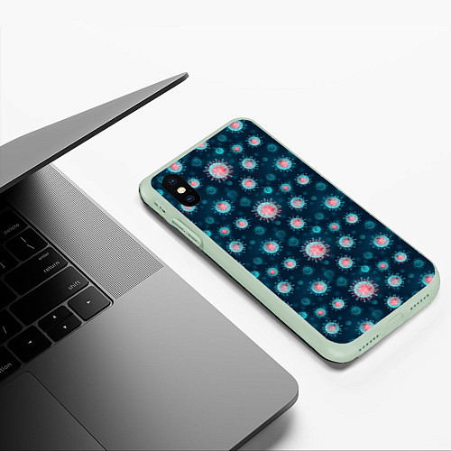 Чехол iPhone XS Max матовый Ковид-19 / 3D-Салатовый – фото 3