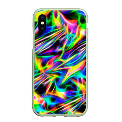 Чехол iPhone XS Max матовый Космическая хризонтема, цвет: 3D-салатовый