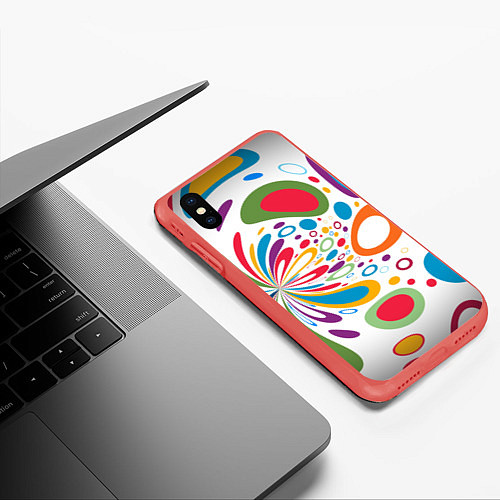 Чехол iPhone XS Max матовый Яркие краски / 3D-Красный – фото 3