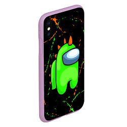 Чехол iPhone XS Max матовый AMONG US - FORTNITE REX, цвет: 3D-сиреневый — фото 2