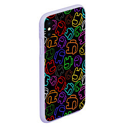 Чехол iPhone XS Max матовый AMONG US NEON, цвет: 3D-светло-сиреневый — фото 2