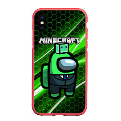 Чехол iPhone XS Max матовый Among Us х Minecraft Z, цвет: 3D-красный