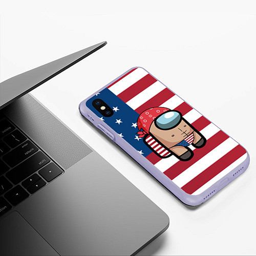 Чехол iPhone XS Max матовый Among Us American Boy Z / 3D-Светло-сиреневый – фото 3