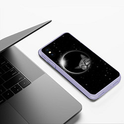 Чехол iPhone XS Max матовый Кот в Космосе, цвет: 3D-светло-сиреневый — фото 2