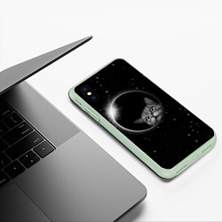 Чехол iPhone XS Max матовый Кот в Космосе, цвет: 3D-салатовый — фото 2