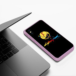 Чехол iPhone XS Max матовый Cyberpunk 2077, цвет: 3D-сиреневый — фото 2