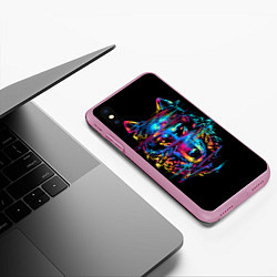 Чехол iPhone XS Max матовый Волк, цвет: 3D-розовый — фото 2