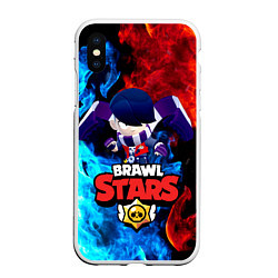 Чехол iPhone XS Max матовый Brawl Stars Эдгар, цвет: 3D-белый