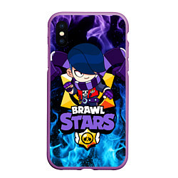 Чехол iPhone XS Max матовый BRAWL STARS EDGAR, цвет: 3D-фиолетовый
