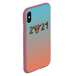 Чехол iPhone XS Max матовый 2021 Год быка, цвет: 3D-малиновый — фото 2