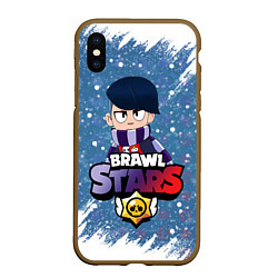 Чехол iPhone XS Max матовый Brawl Stars Edgar, цвет: 3D-коричневый