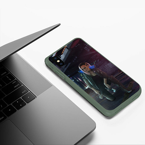 Чехол iPhone XS Max матовый Cyberpunk 2077 / 3D-Темно-зеленый – фото 3