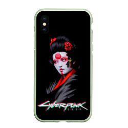 Чехол iPhone XS Max матовый CYBERPUNK 2077 JAPAN, цвет: 3D-салатовый