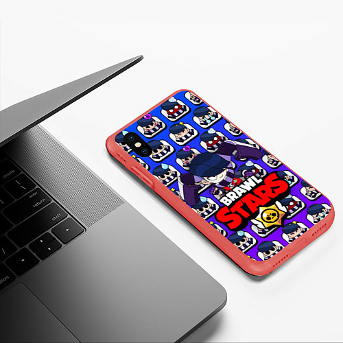 Чехол iPhone XS Max матовый BRAWL STARS EDGAR / 3D-Красный – фото 3